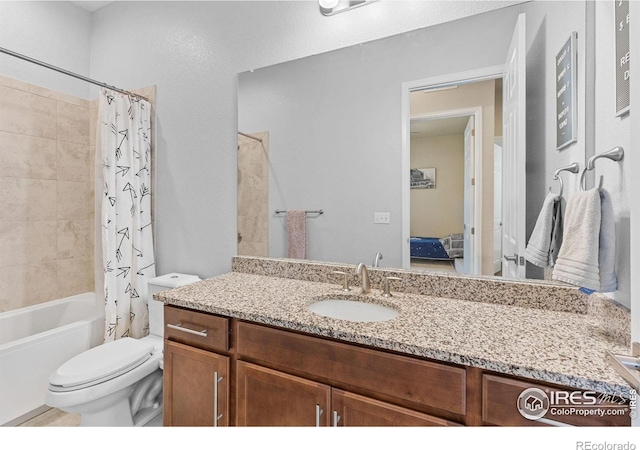 979 Stagecoach Dr, Lafayette, CO 80026 - full bath with toilet, vanity, connected bathroom, and shower / bath combination with curtain
