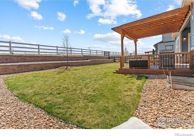 979 Stagecoach Dr, Lafayette, CO 80026 - view of yard with a wooden deck and a pergola