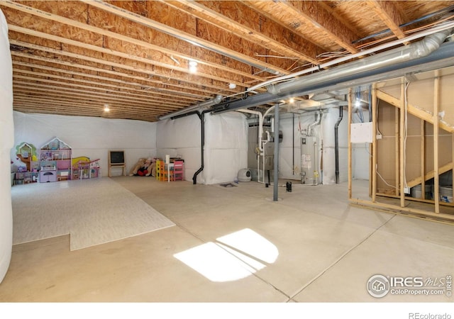 basement with gas water heater