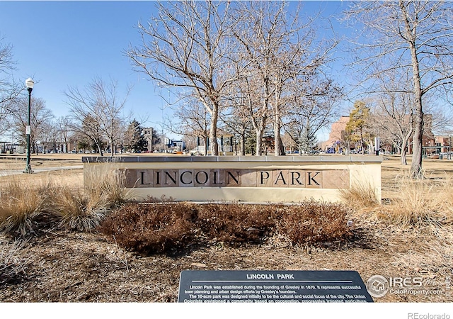 view of community sign