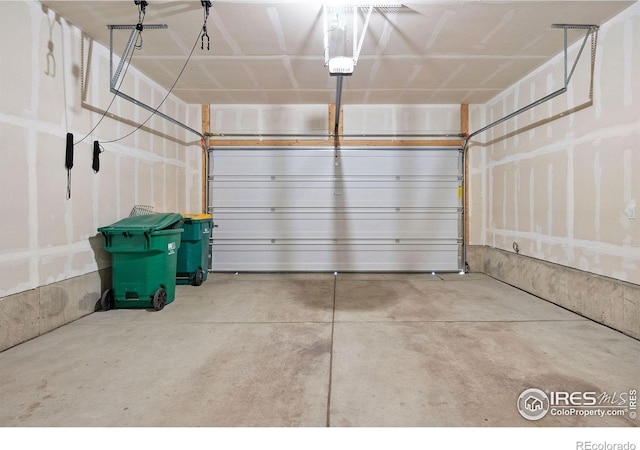 garage with a garage door opener