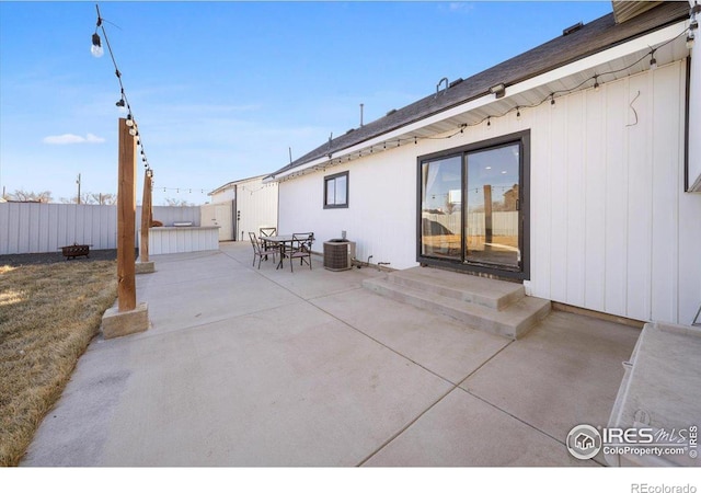 view of patio featuring central AC