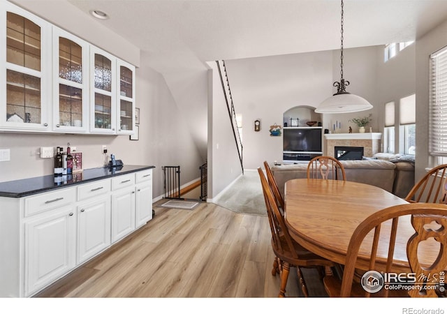 dining space featuring light hardwood / wood-style flooring