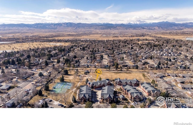 drone / aerial view with a mountain view