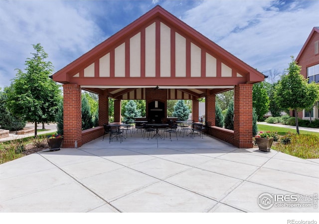 view of patio featuring a gazebo