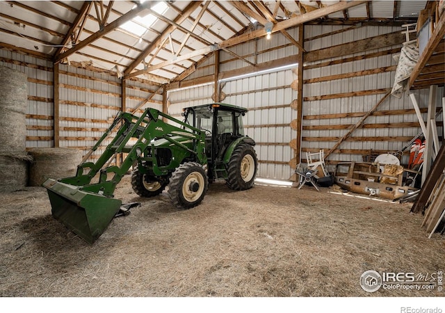 garage with metal wall