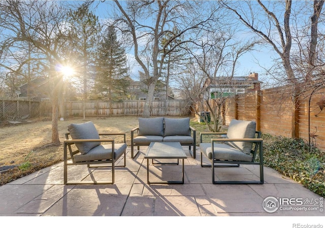 view of patio / terrace with an outdoor living space