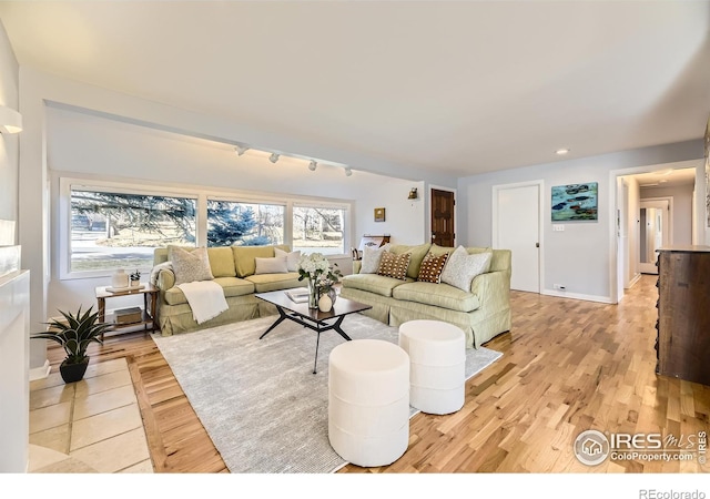 living room featuring light hardwood / wood-style flooring