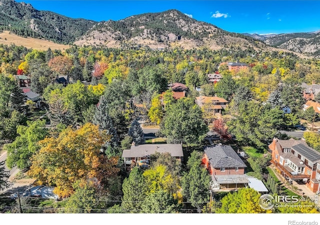 birds eye view of property featuring a mountain view