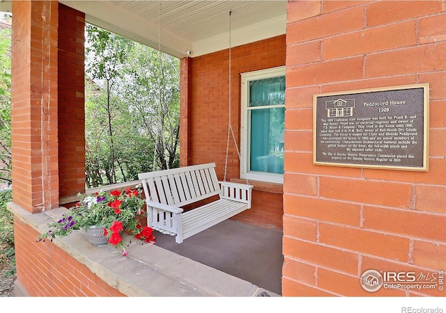 view of patio featuring covered porch