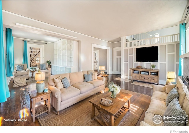 living room with wood-type flooring