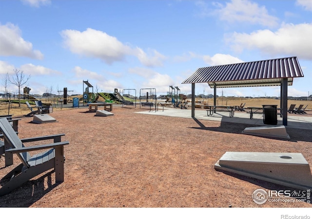 view of play area with a gazebo