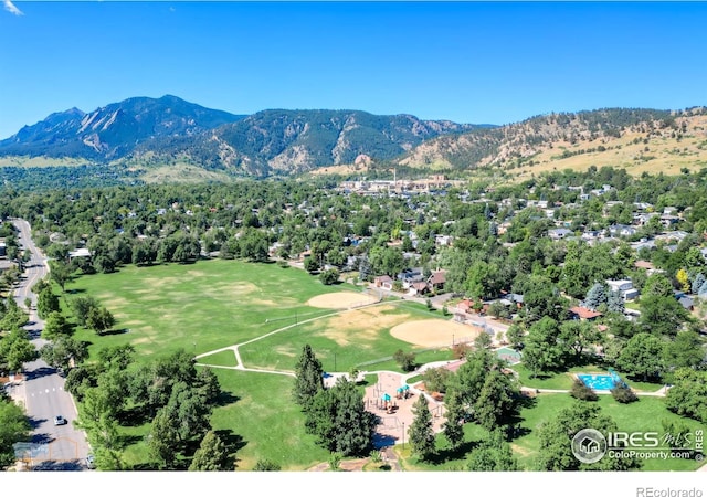 drone / aerial view with a mountain view