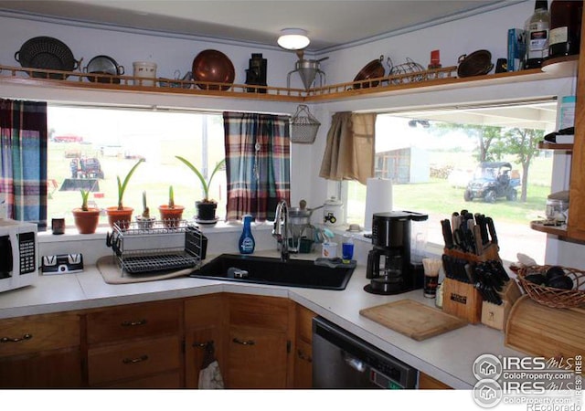 kitchen with black dishwasher and sink