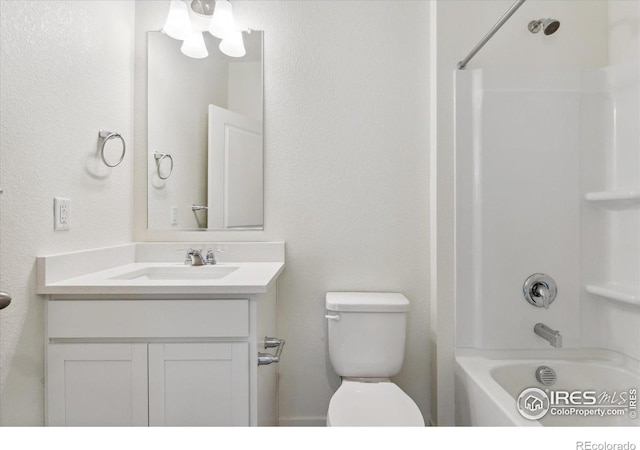 full bathroom with vanity, toilet, and shower / bath combination