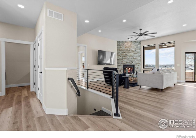 interior space with light hardwood / wood-style flooring