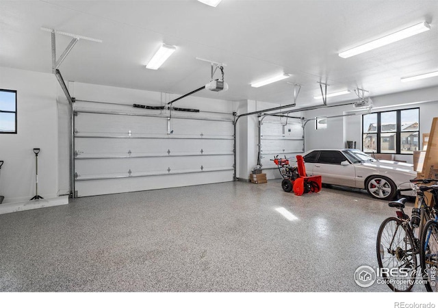 garage with a garage door opener