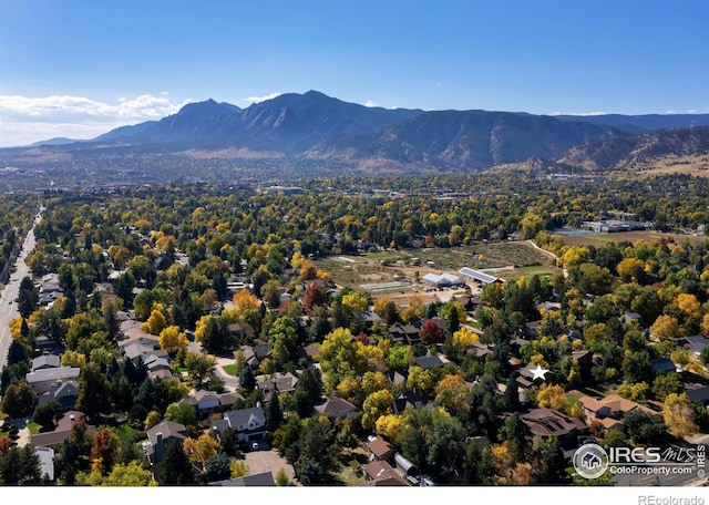 birds eye view of property with a mountain view