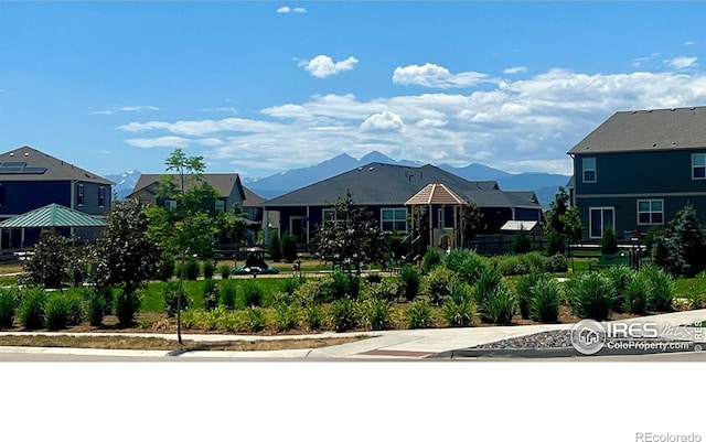 exterior space with a mountain view