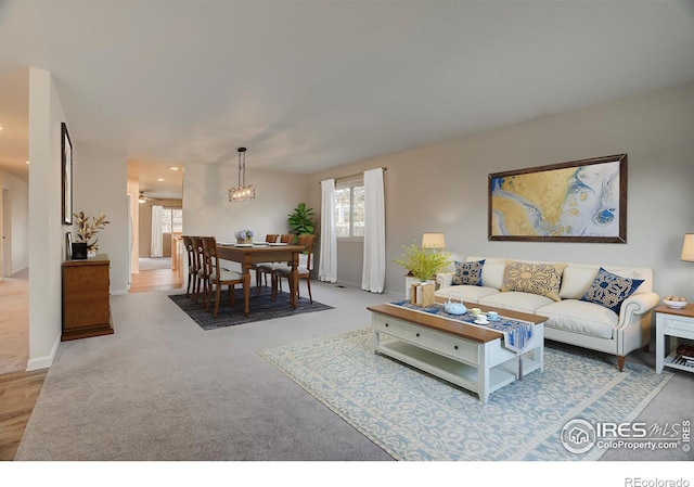 living room featuring carpet flooring