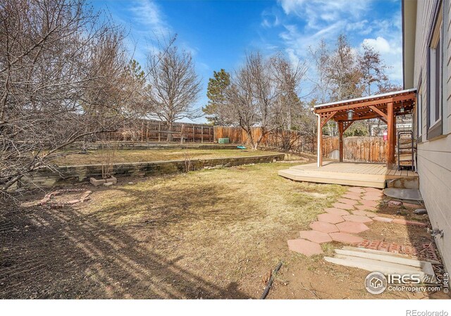 view of yard featuring a deck