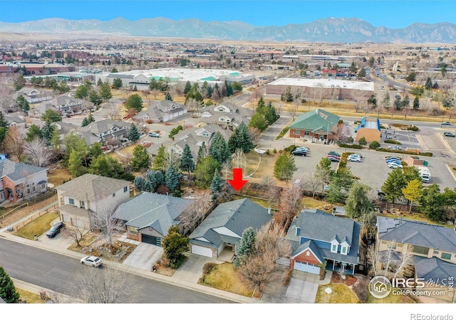 aerial view with a mountain view