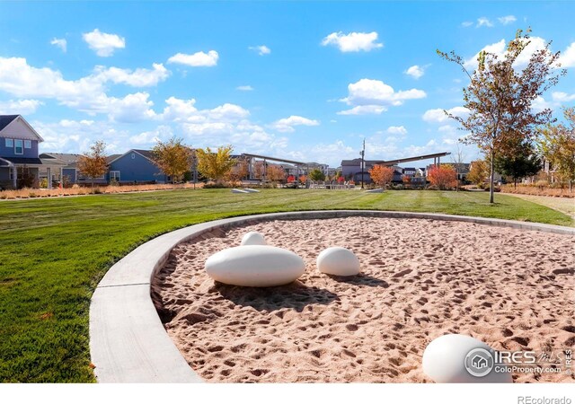 surrounding community featuring a residential view and a yard