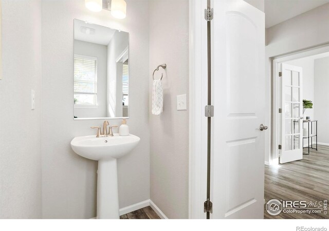 bathroom featuring hardwood / wood-style floors