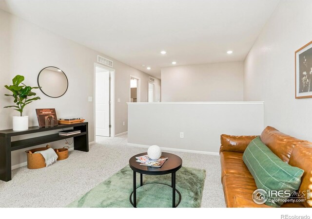 living room with carpet flooring