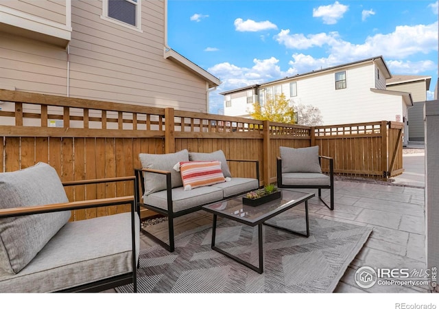 view of patio featuring outdoor lounge area