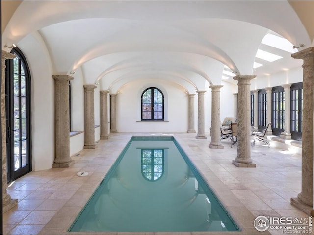 9200 Old Flowers Rd, Bellvue, CO 80512 - indoor pool featuring decorative columns