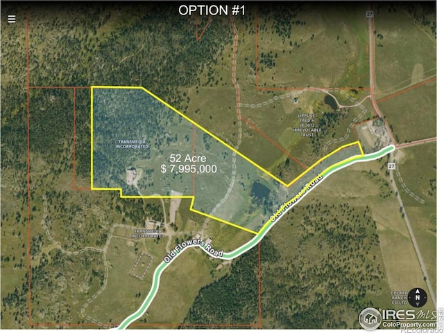 9200 Old Flowers Rd, Bellvue, CO 80512 - map / location with property boundaries highlighted
