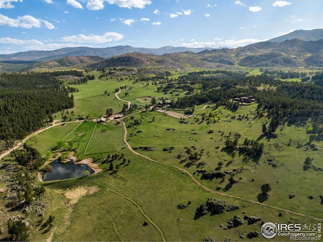 9200 Old Flowers Rd, Bellvue, CO 80512 - aerial view of property and surrounding area with a water and mountain view