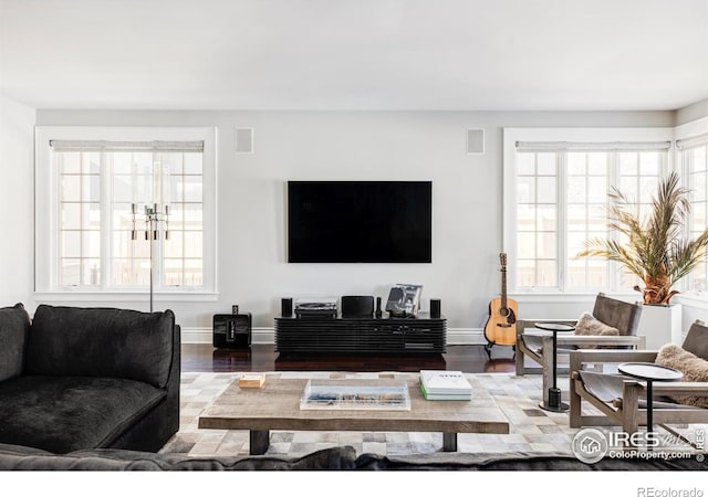 living room featuring hardwood / wood-style flooring and plenty of natural light