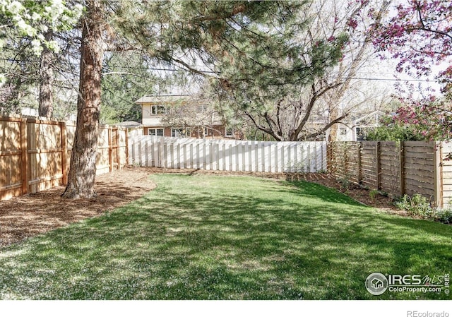 view of yard featuring a fenced backyard