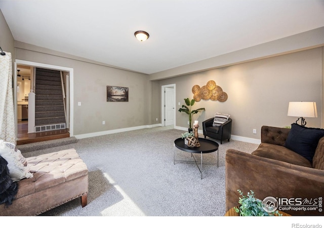 living room featuring carpet flooring