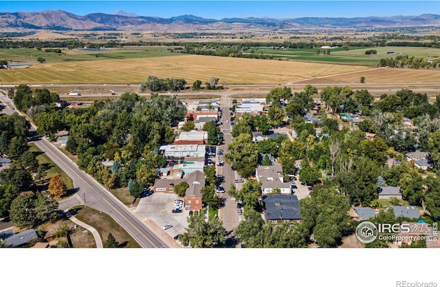 drone / aerial view featuring a mountain view