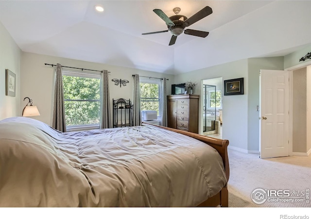 133 Eagle Canyon Cir, Lyons, CO 80540 - carpeted bedroom with lofted ceiling and ceiling fan