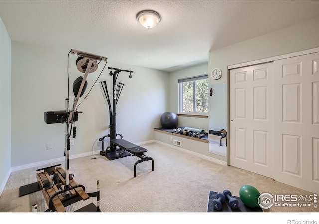 133 Eagle Canyon Cir, Lyons, CO 80540 - exercise room featuring carpet flooring and a textured ceiling