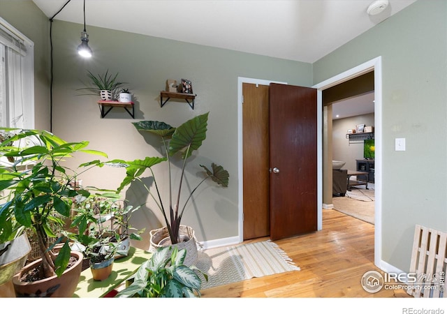 foyer with light hardwood / wood-style floors