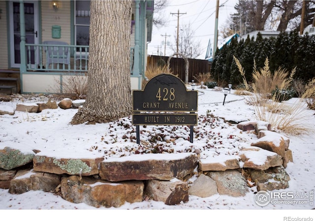 view of community sign