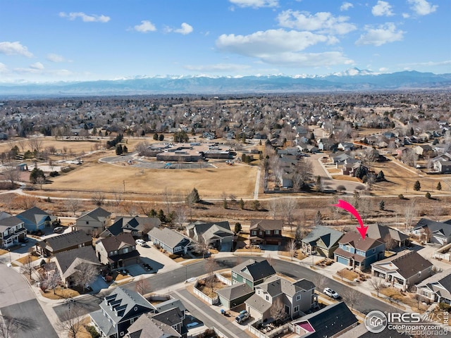 bird's eye view featuring a mountain view