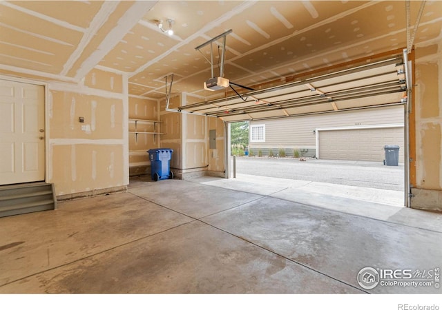 garage with a garage door opener