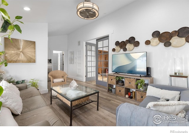 living room featuring light hardwood / wood-style flooring