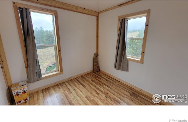 unfurnished room featuring light hardwood / wood-style flooring