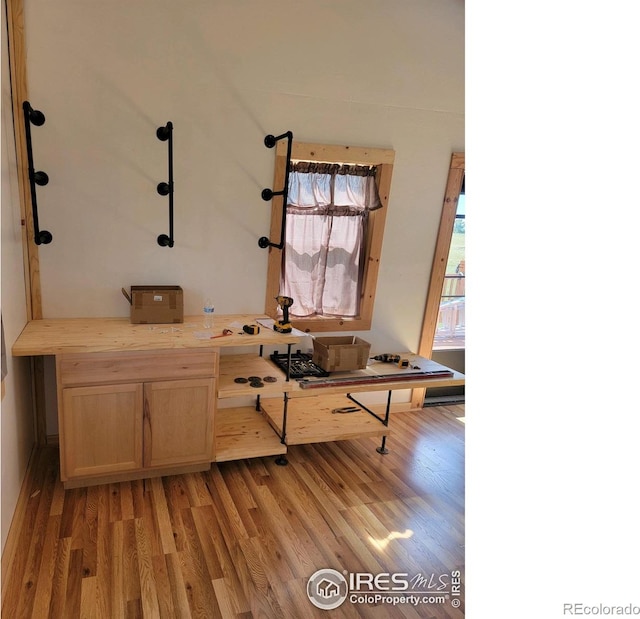 home office featuring light wood-type flooring