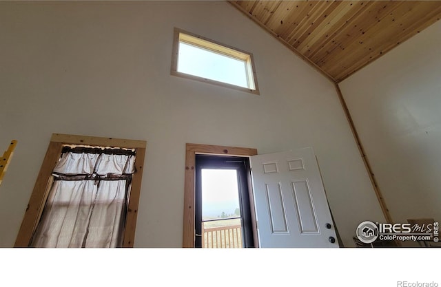 interior details featuring wood ceiling