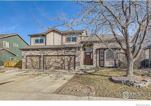 view of front of home with a garage