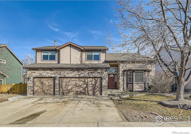 view of front of house with a garage