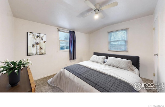 414 16th Avenue Ct, Greeley, CO 80631 - bedroom featuring carpet floors, lofted ceiling, and a ceiling fan